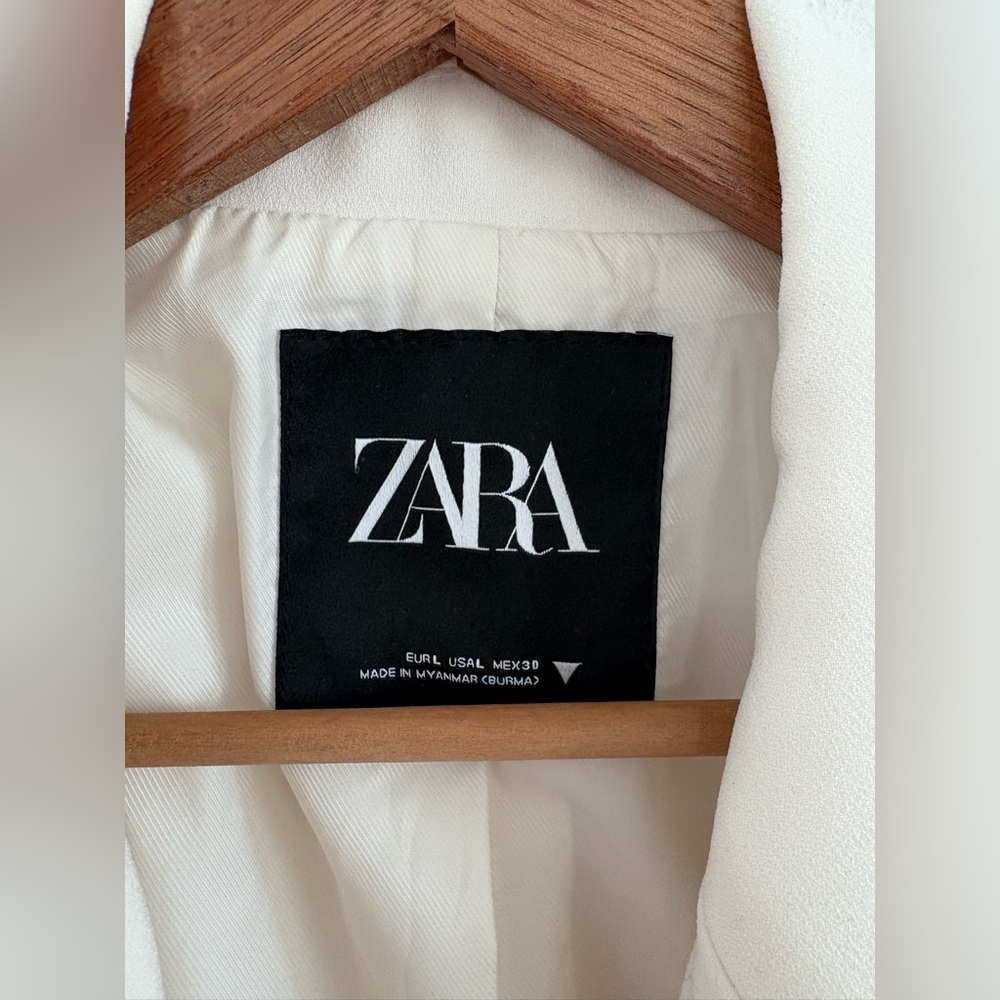 Zara Basic Flowy Blazer In White Double Breasted … - image 3